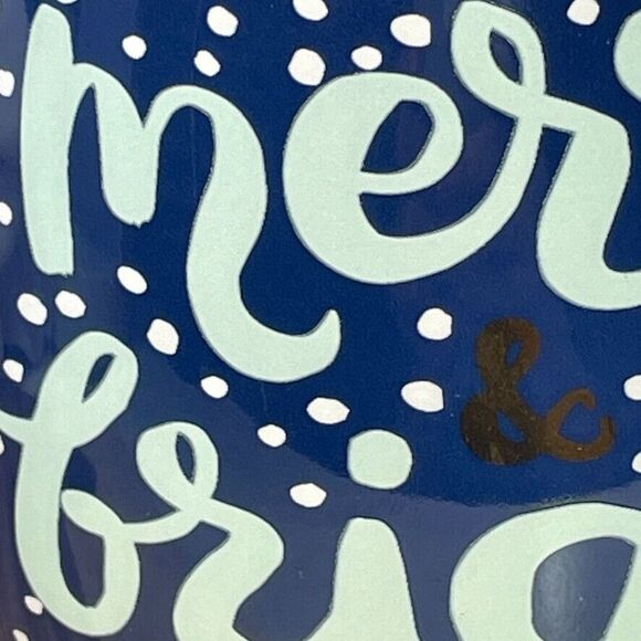 Threshold Merry & Bright Blue Specked Gold Handle Bubble Holiday Christmas Mug - Picture 2 of 8